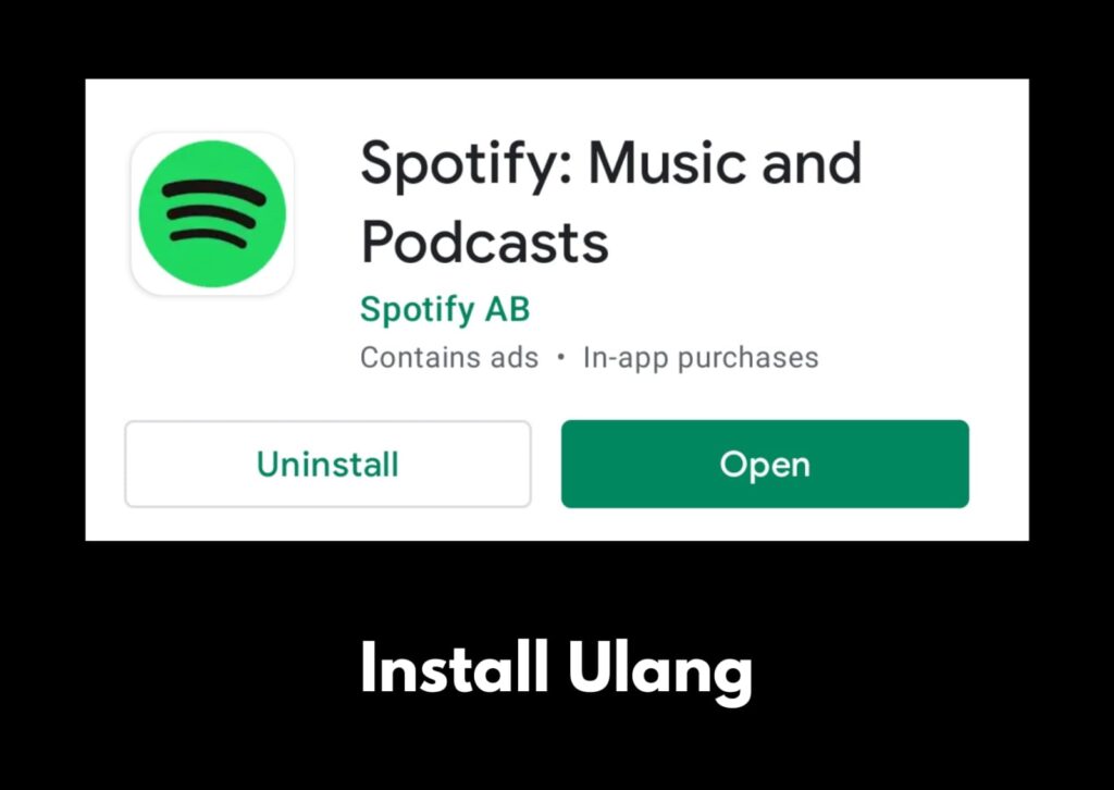 Mengatasi Spotify tidak ada lirik dengan install ulang