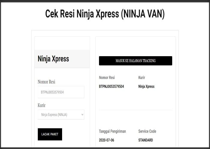 Cek Resi Ninja Van Id